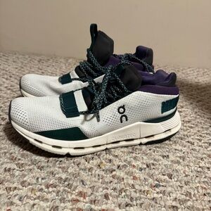 On Cloud Running Cloudnova White Violet Green Sneaker- Women’s Size 9